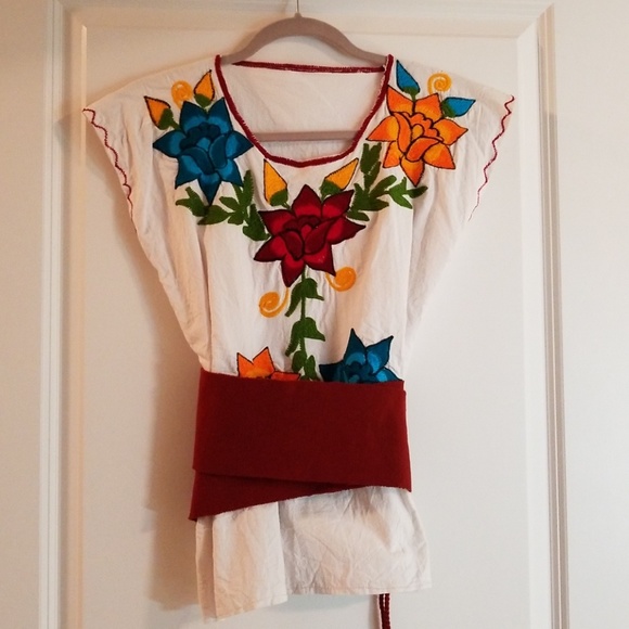 handmade Tops - Traditional Embroidered Blouse from Mexico